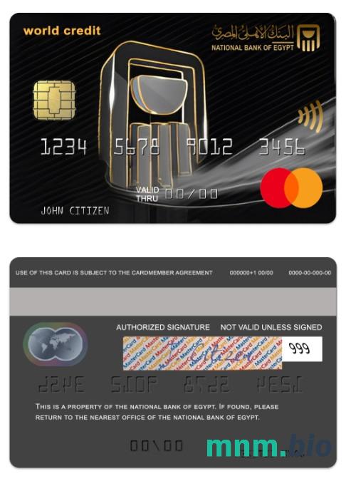 Egypt National Bank of Egypt świat przykład karty mastercard w formacie PSD